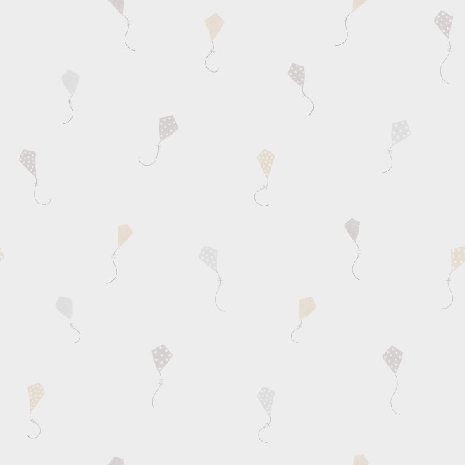 white children's wallpaper with kites beige