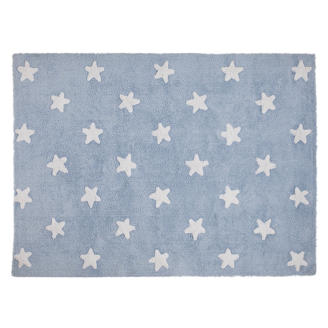 alfombra azul para habitación de bebé y niños con estrellas