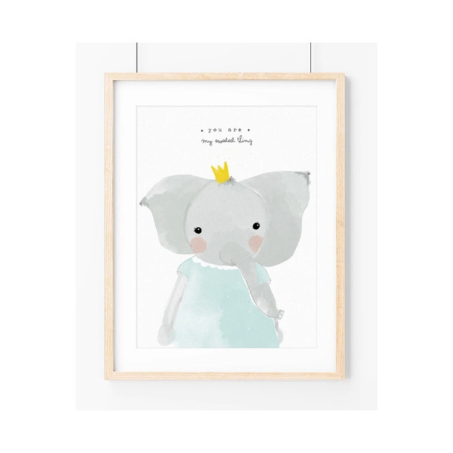 Children's illustration of mint green elephant