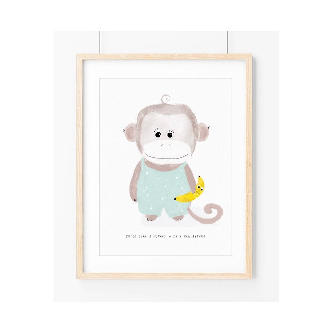 Children's wall print with animals for baby and children's room.