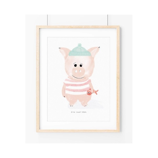 póster infantil porquinho marinheiro quarto bebe