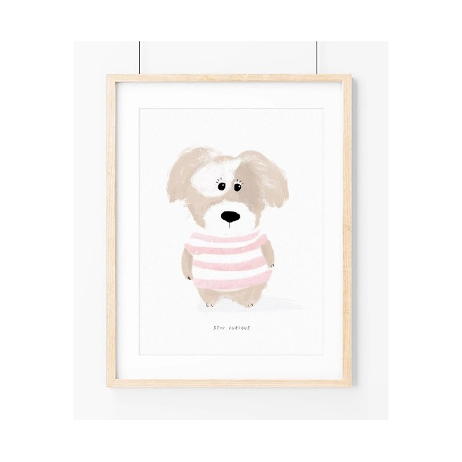 Baby's room illustration pink dog