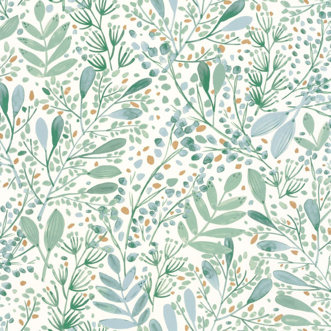 papel de parede infantil floral verde agua