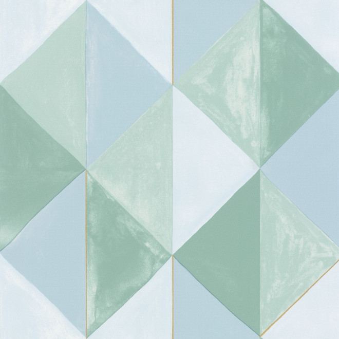 Papel Pintado Triángulos Verdes y Azules