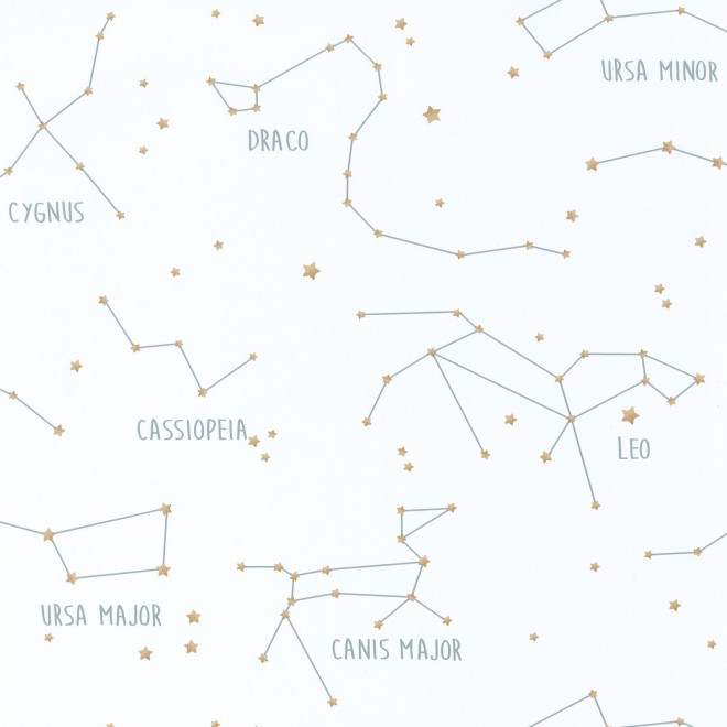 Papel Pintado con Constelaciones y Universo - Blanco