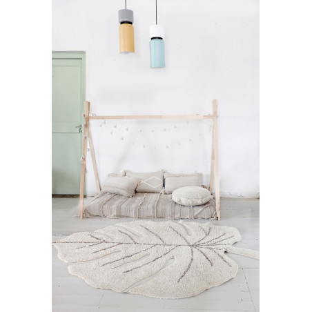 Waschbarer natürlicher Monstera-Blatt-Teppich
