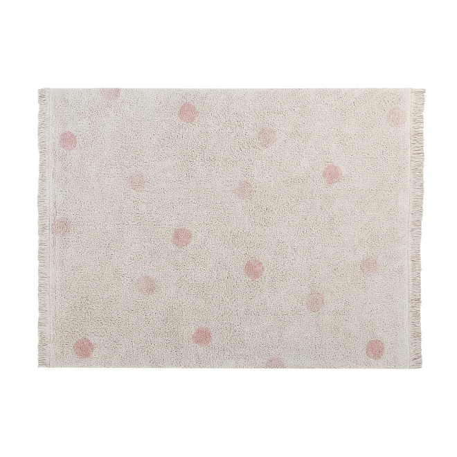 alfombra rectangular lavable beige y rosa
