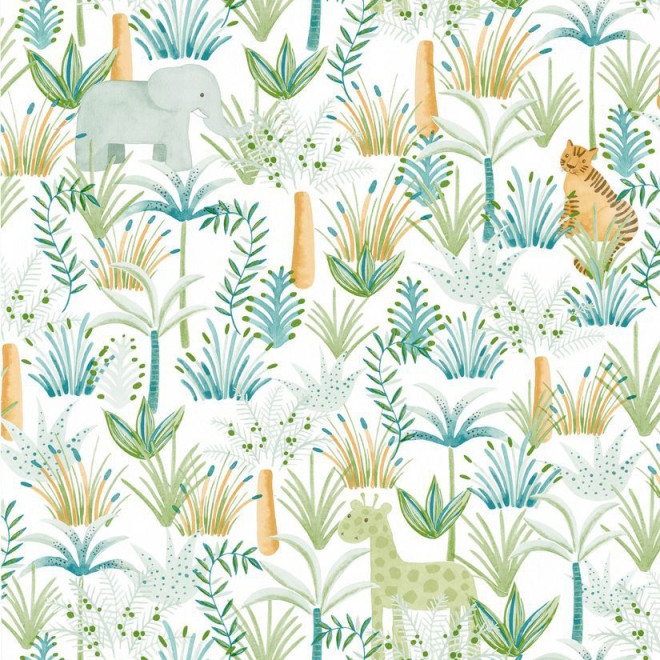 Giraffes and Elephants Wallpaper