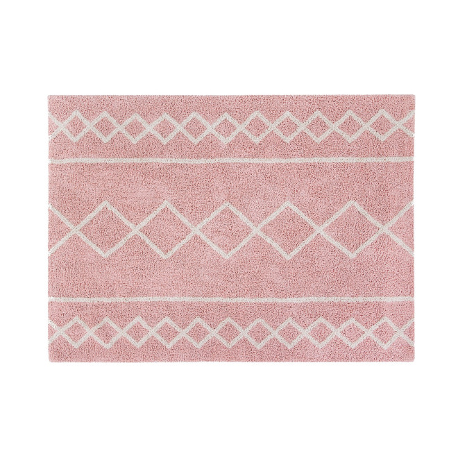 alfombra lavable para habitación de niña rosa y blanca