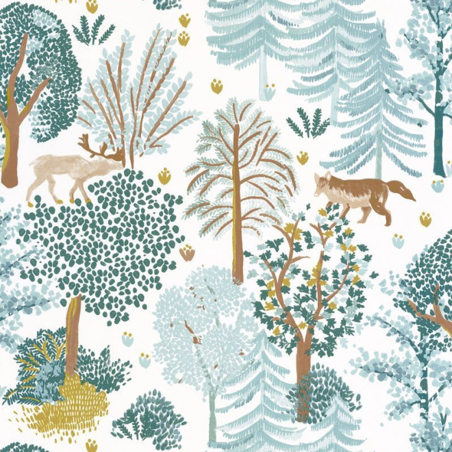 Papel Pintado Infantil Bosque con Animales.