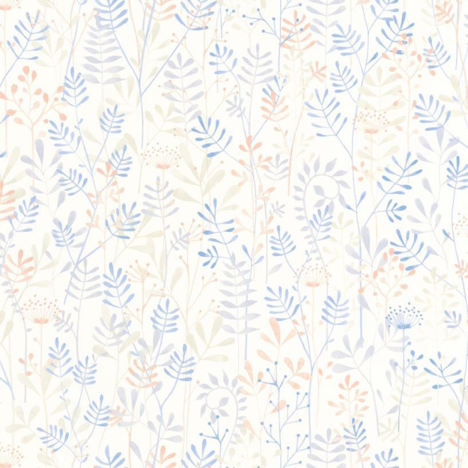 Children's Wallpaper with Blue Leaves for Baby and Child