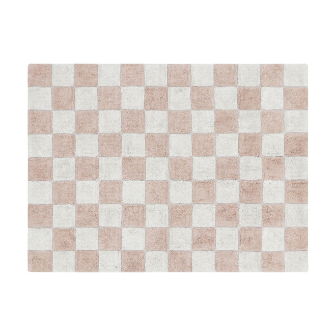 washable pink and white play room rug