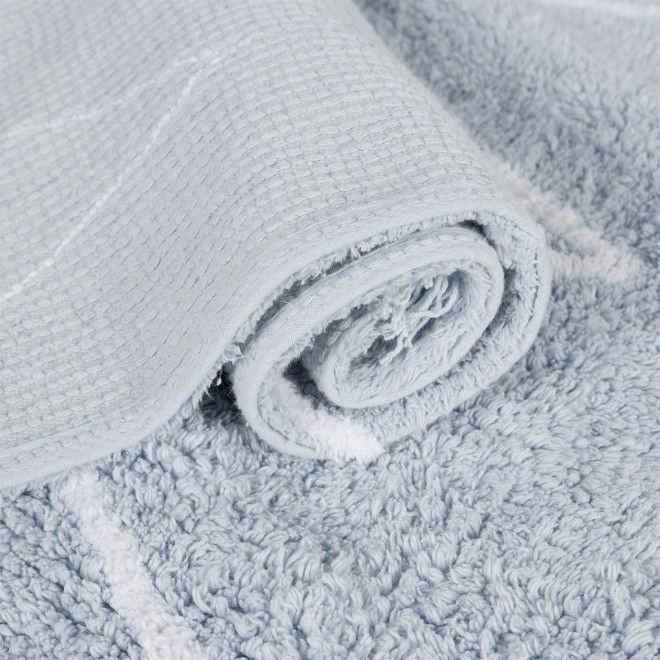 tapete infantil zig zag azul para quarto de bebe e crianca lavavel na maquina