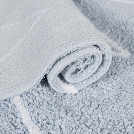 tapete infantil zig zag azul para quarto de bebe e crianca lavavel na maquina