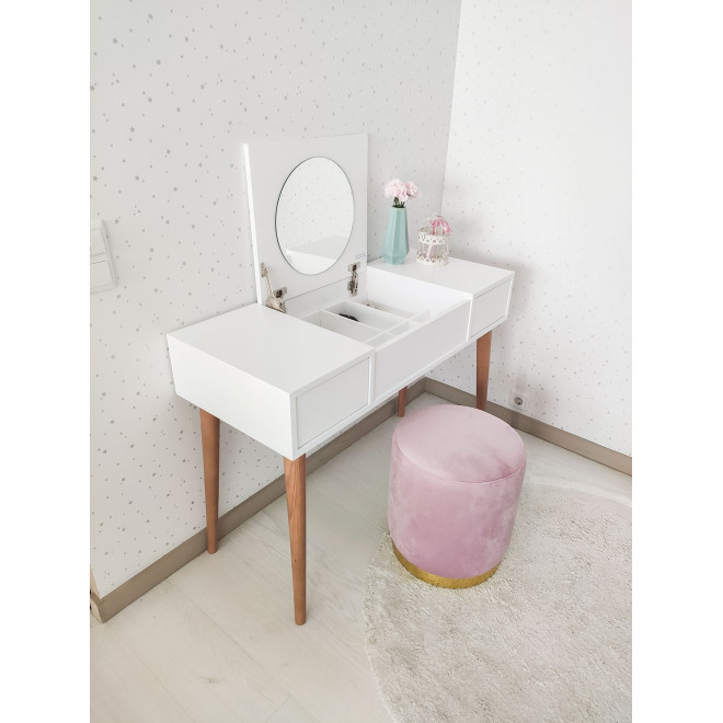 Tabouret de Coiffeuse Rose avec Doré