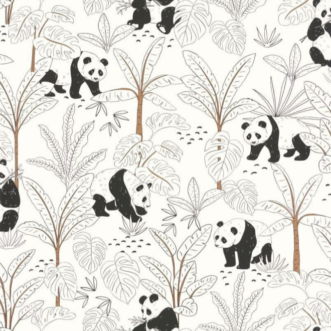 Papel pintado infantil con pandas