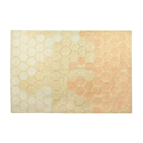Machine-washable rectangular yellow children's rug
