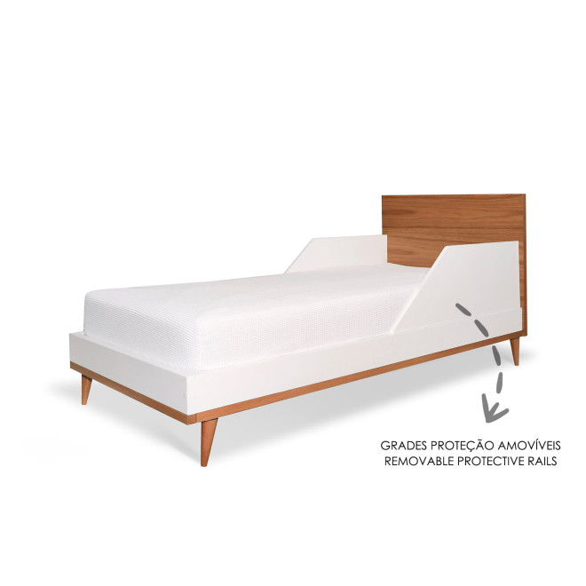 Detail of Children's Bed with Conical Oak Wood Legs