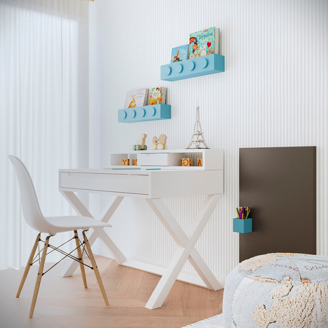 Escritorio infantil blanco con cajones