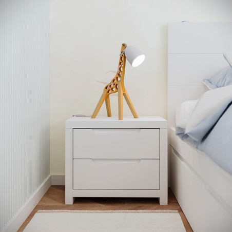 Table de chevet blanche pour enfant avec 2 tiroirs
