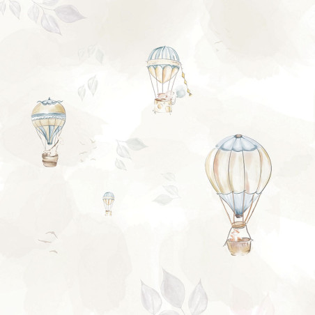 Blue wallpaper for boys with hot air balloons