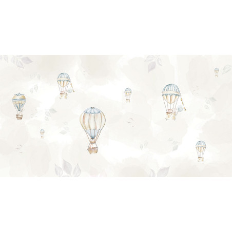 Blue hot air balloons mural wallpaper for boys