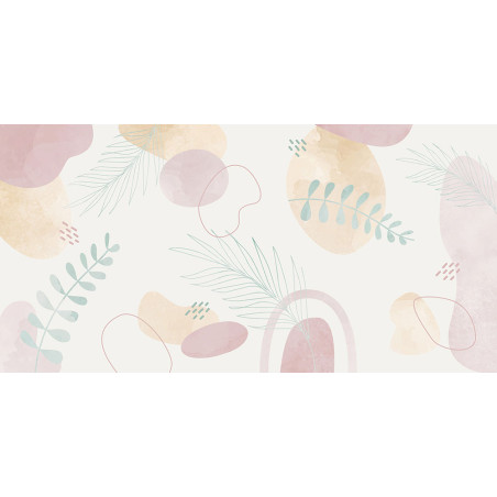 Papier peint mural enfant rose et jaune abstrait pour filles