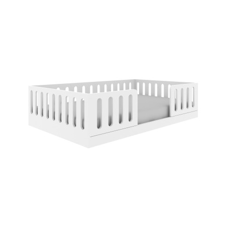 Lit Montessori une place et demie 120cm blanc avec protections