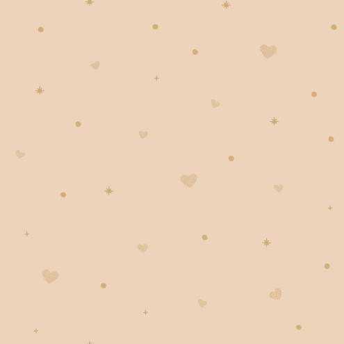 Papel pintado Beige con Corazones para Habitación de Niña