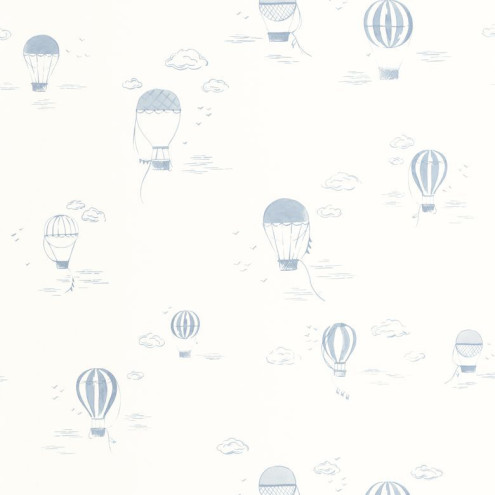 Papier Peint Bébé Ballons et Nuages Bleus