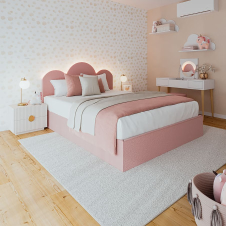 Lit rembourré rose pour chambre d’enfant moderne