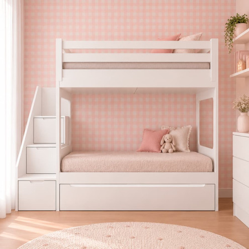kids bunk bed 3 beds storage staircase flybaby