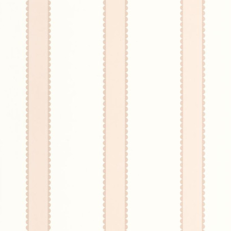 Kinder Tapete mit rosa-weißen Streifen und gewelltem Detail, ideal für Mädchenzimmer und Babyzimmer.