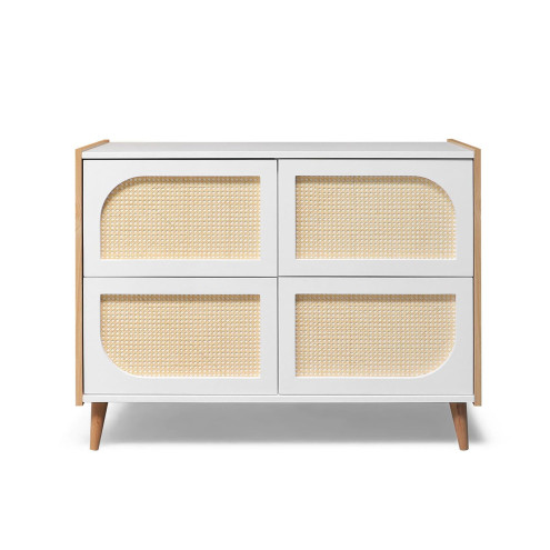 NATURE 120 Baby Dresser in Oak and Natural Cane with 4 Drawers