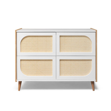 NATURE 120 Baby Dresser in Oak and Natural Cane with 4 Drawers