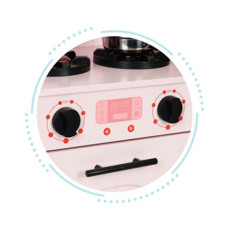 Cocina Infantil Rosa de Madera con Horno y Accesorios