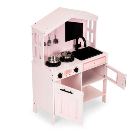 Cuisine Enfant Rose en Bois avec Four et Accessoires