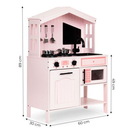 Cocina Infantil Rosa de Madera con Horno y Accesorios